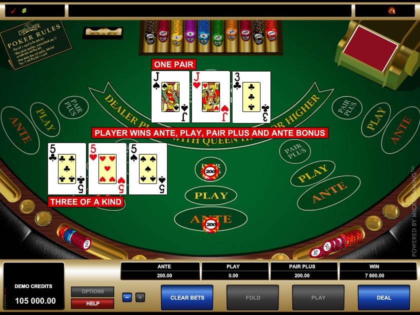 Play Three Card Poker Online Money